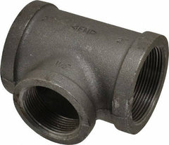 Made in USA - Size 2 x 2 x 1-1/2", Class 150, Malleable Iron Black Pipe Reducing Tee - 150 psi, Threaded End Connection - Industrial Tool & Supply