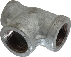 Made in USA - Class 150, 3/4 x 1/2 x 3/4" Galvanized Pipe Reducing Tee - Threaded, Malleable Iron - Industrial Tool & Supply