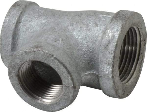 Made in USA - Class 150, 1 x 3/4 x 3/4" Galvanized Pipe Reducing Tee - Threaded, Malleable Iron - Industrial Tool & Supply