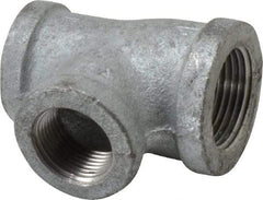 Made in USA - Class 150, 1 x 3/4 x 3/4" Galvanized Pipe Reducing Tee - Threaded, Malleable Iron - Industrial Tool & Supply
