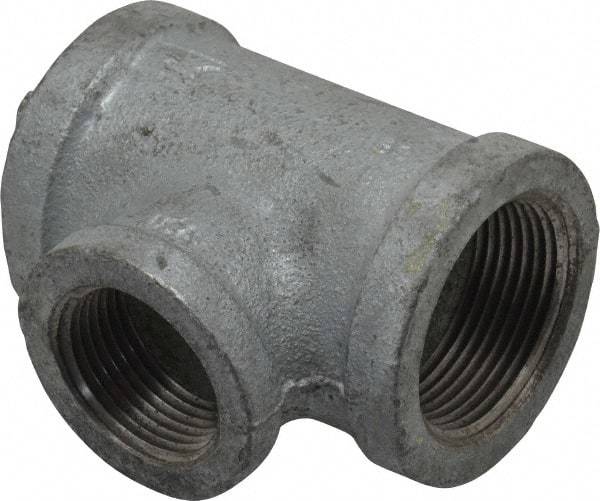 Made in USA - Class 150, 1-1/4 x 1-1/4 x 1" Galvanized Pipe Reducing Tee - Threaded, Malleable Iron - Industrial Tool & Supply