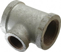 Made in USA - Class 150, 1-1/4 x 1-1/4 x 3/4" Galvanized Pipe Reducing Tee - Threaded, Malleable Iron - Industrial Tool & Supply