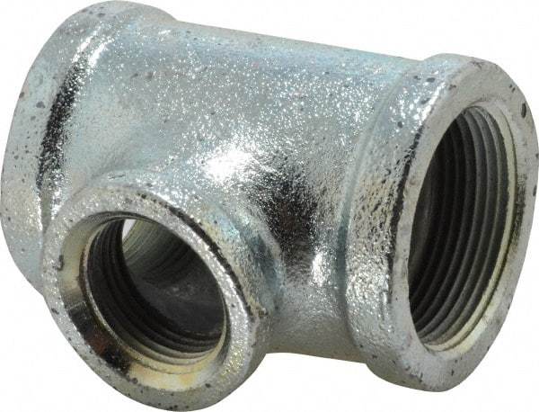 Made in USA - Class 150, 1-1/2 x 1-1/2 x 1" Galvanized Pipe Reducing Tee - Threaded, Malleable Iron - Industrial Tool & Supply