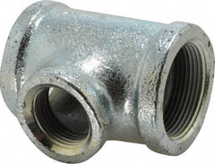 Made in USA - Class 150, 1-1/2 x 1-1/2 x 1" Galvanized Pipe Reducing Tee - Threaded, Malleable Iron - Industrial Tool & Supply
