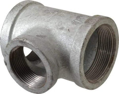 Made in USA - Class 150, 2 x 2 x 1-1/2" Galvanized Pipe Reducing Tee - Threaded, Malleable Iron - Industrial Tool & Supply