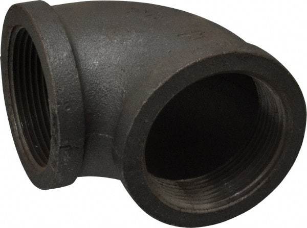Made in USA - Size 2-1/2", Class 150, Malleable Iron Black Pipe 90° Elbow - 150 psi, Threaded End Connection - Industrial Tool & Supply
