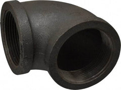 Made in USA - Size 2-1/2", Class 150, Malleable Iron Black Pipe 90° Elbow - 150 psi, Threaded End Connection - Industrial Tool & Supply