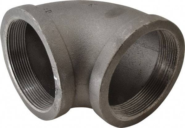 Made in USA - Size 4", Class 150, Malleable Iron Black Pipe 90° Elbow - 150 psi, Threaded End Connection - Industrial Tool & Supply