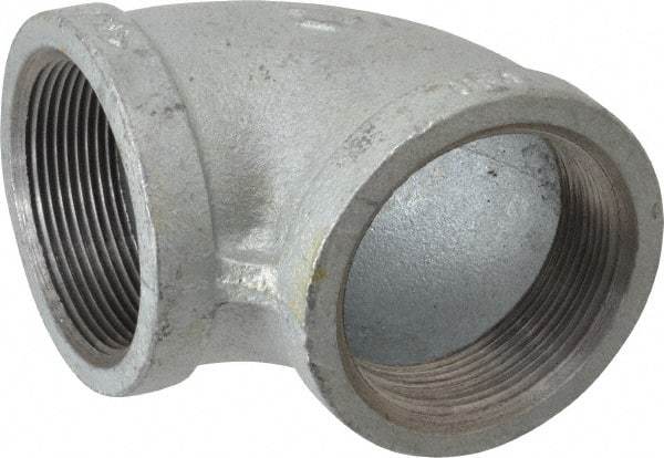 Made in USA - Class 150, 2" Galvanized Pipe 90° Elbow - Threaded, Malleable Iron - Industrial Tool & Supply