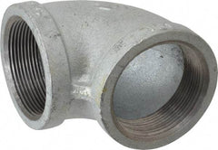 Made in USA - Class 150, 2" Galvanized Pipe 90° Elbow - Threaded, Malleable Iron - Industrial Tool & Supply