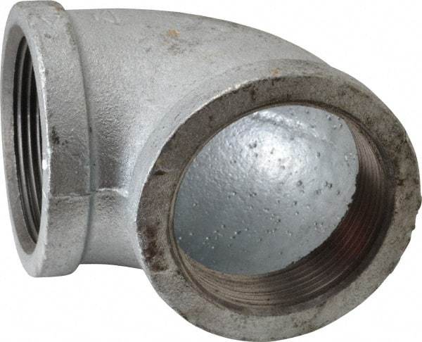 Made in USA - Class 150, 2-1/2" Galvanized Pipe 90° Elbow - Threaded, Malleable Iron - Industrial Tool & Supply