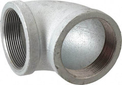 Made in USA - Class 150, 3" Galvanized Pipe 90° Elbow - Threaded, Malleable Iron - Industrial Tool & Supply
