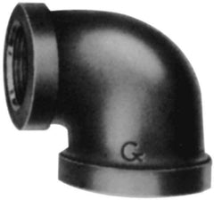 Made in USA - Size 2-1/2 x 1-1/2", Class 150, Malleable Iron Black Pipe 90° Elbow - 300 psi, Threaded End Connection - Industrial Tool & Supply