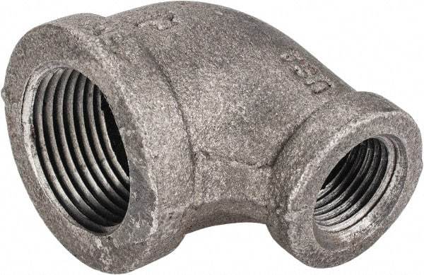 Made in USA - Size 3/4 x 3/8", Class 150, Malleable Iron Black Pipe Reducing Elbow - 150 psi, Threaded End Connection - Industrial Tool & Supply
