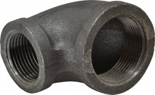 Made in USA - Size 1-1/4 x 1", Class 150, Malleable Iron Black Pipe Reducing Elbow - 150 psi, Threaded End Connection - Industrial Tool & Supply