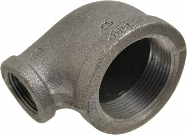 Made in USA - Size 1-1/2 x 3/4", Class 150, Malleable Iron Black Pipe Reducing Elbow - 150 psi, Threaded End Connection - Industrial Tool & Supply