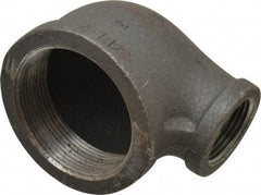 Made in USA - Size 2 x 1", Class 150, Malleable Iron Black Pipe Reducing Elbow - 150 psi, Threaded End Connection - Industrial Tool & Supply