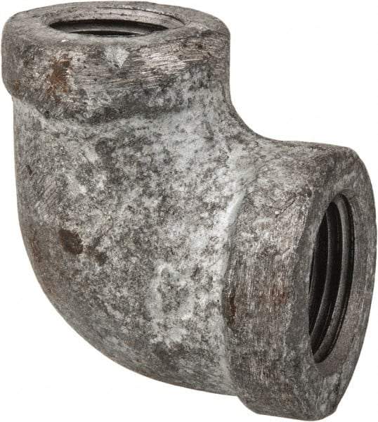 Made in USA - Class 150, 3/8 x 1/4" Galvanized Pipe Reducing Elbow - Threaded, Malleable Iron - Industrial Tool & Supply