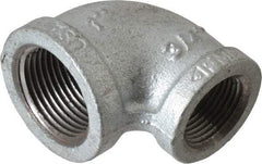 Made in USA - Class 150, 1 x 3/4" Galvanized Pipe Reducing Elbow - Threaded, Malleable Iron - Industrial Tool & Supply
