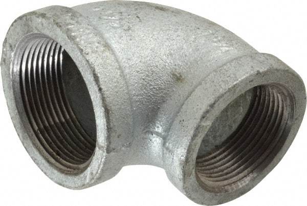Made in USA - Class 150, 1-1/2 x 1-1/4" Galvanized Pipe Reducing Elbow - Threaded, Malleable Iron - Industrial Tool & Supply