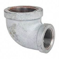 Made in USA - Class 150, 1-1/2 x 1" Galvanized Pipe Reducing Elbow - Threaded, Malleable Iron - Industrial Tool & Supply