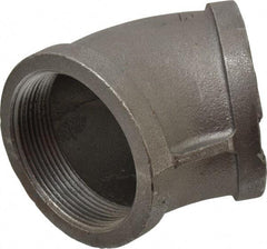 Made in USA - Size 3", Class 150, Malleable Iron Black Pipe 45° Elbow - 150 psi, Threaded End Connection - Industrial Tool & Supply