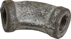 Made in USA - Class 150, 1/8" Galvanized Pipe 45° Elbow - Threaded, Malleable Iron - Industrial Tool & Supply
