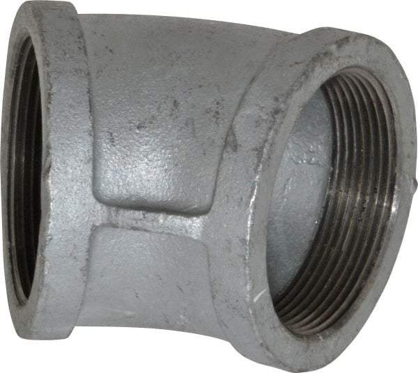 Made in USA - Class 150, 3" Galvanized Pipe 45° Elbow - Threaded, Malleable Iron - Industrial Tool & Supply