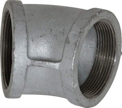 Made in USA - Class 150, 3" Galvanized Pipe 45° Elbow - Threaded, Malleable Iron - Industrial Tool & Supply