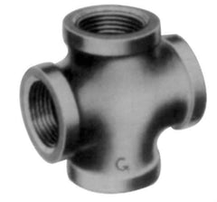 Made in USA - Size 3", Class 150, Malleable Iron Black Pipe Cross - 300 psi, Threaded End Connection - Industrial Tool & Supply