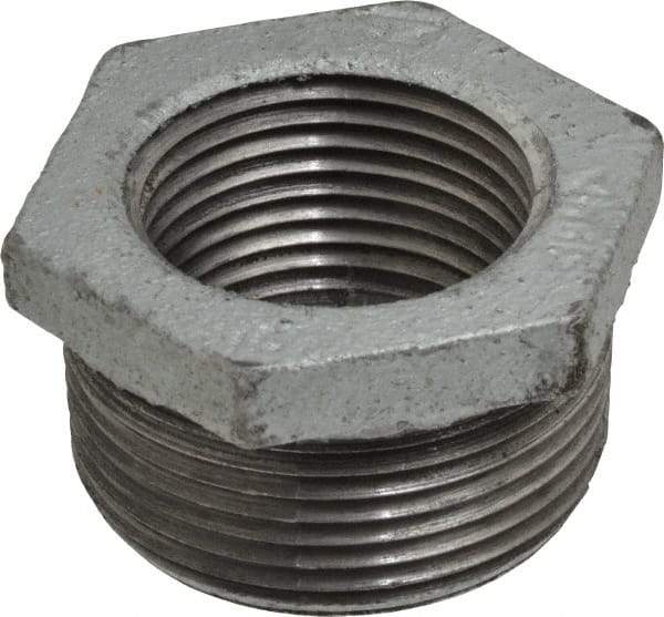 Made in USA - Class 150, 1-1/4 x 1" Galvanized Pipe Hex Bushing - Threaded, Malleable Iron - Industrial Tool & Supply