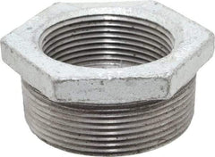 Made in USA - Class 150, 2 x 1-1/2" Galvanized Pipe Hex Bushing - Threaded, Malleable Iron - Industrial Tool & Supply