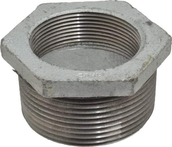 Made in USA - Class 150, 2-1/2 x 2" Galvanized Pipe Hex Bushing - Threaded, Malleable Iron - Industrial Tool & Supply