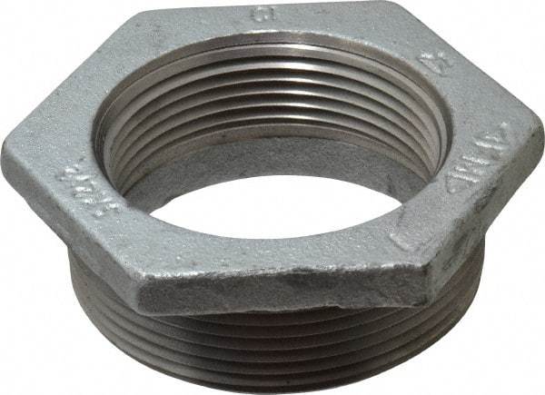 Made in USA - Class 150, 3 x 2-1/2" Galvanized Pipe Hex Bushing - Threaded, Malleable Iron - Industrial Tool & Supply