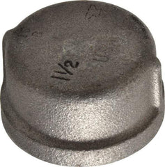 Made in USA - Size 1-1/2", Class 150, Malleable Iron Black Pipe End Cap - 150 psi, Threaded End Connection - Industrial Tool & Supply