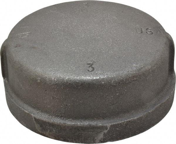 Made in USA - Size 3", Class 150, Malleable Iron Black Pipe End Cap - 150 psi, Threaded End Connection - Industrial Tool & Supply