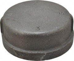 Made in USA - Size 3", Class 150, Malleable Iron Black Pipe End Cap - 150 psi, Threaded End Connection - Industrial Tool & Supply