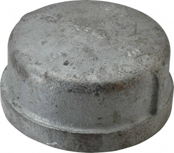 Made in USA - Class 150, 2-1/2" Galvanized Pipe End Cap - Threaded, Malleable Iron - Industrial Tool & Supply