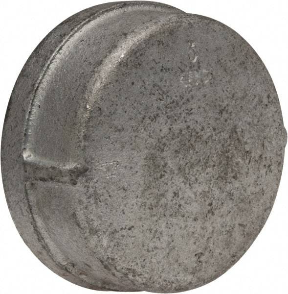Made in USA - Class 150, 3" Galvanized Pipe End Cap - Threaded, Malleable Iron - Industrial Tool & Supply