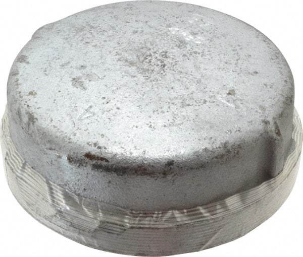 Made in USA - Class 150, 4" Galvanized Pipe End Cap - Threaded, Malleable Iron - Industrial Tool & Supply