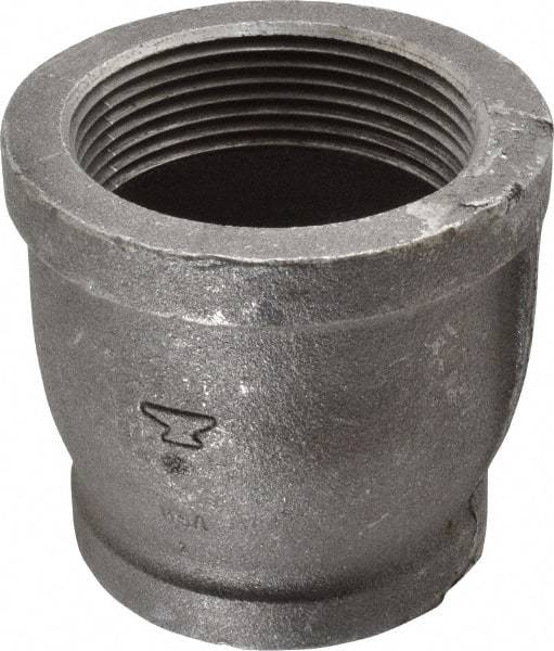 Made in USA - Size 2-1/2 x 2", Class 150, Malleable Iron Black Pipe Reducing Coupling - 150 psi, Threaded End Connection - Industrial Tool & Supply