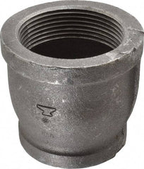 Made in USA - Size 2-1/2 x 2", Class 150, Malleable Iron Black Pipe Reducing Coupling - 150 psi, Threaded End Connection - Industrial Tool & Supply