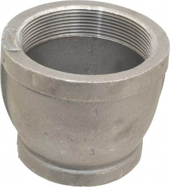 Made in USA - Size 4 x 3", Class 150, Malleable Iron Black Pipe Reducing Coupling - 150 psi, Threaded End Connection - Industrial Tool & Supply