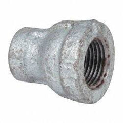 Made in USA - Class 150, 3/8 x 1/8" Galvanized Pipe Reducing Coupling - Threaded, Malleable Iron - Industrial Tool & Supply