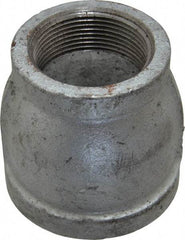Made in USA - Class 150, 2 x 1-1/2" Galvanized Pipe Reducing Coupling - Threaded, Malleable Iron - Industrial Tool & Supply