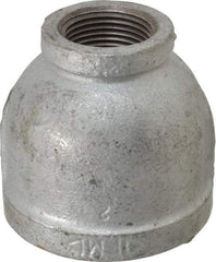 Made in USA - Class 150, 2 x 1" Galvanized Pipe Reducing Coupling - Threaded, Malleable Iron - Industrial Tool & Supply