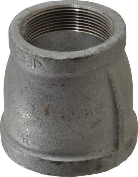 Made in USA - Class 150, 2-1/2 x 2" Galvanized Pipe Reducing Coupling - Threaded, Malleable Iron - Industrial Tool & Supply