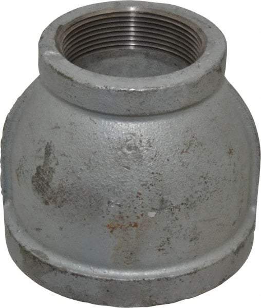 Made in USA - Class 150, 3 x 2" Galvanized Pipe Reducing Coupling - Threaded, Malleable Iron - Industrial Tool & Supply