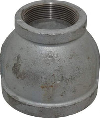 Made in USA - Class 150, 3 x 2" Galvanized Pipe Reducing Coupling - Threaded, Malleable Iron - Industrial Tool & Supply