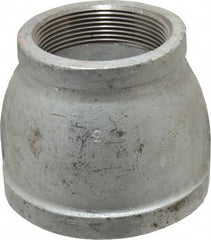 Made in USA - Class 150, 4 x 3" Galvanized Pipe Reducing Coupling - Threaded, Malleable Iron - Industrial Tool & Supply